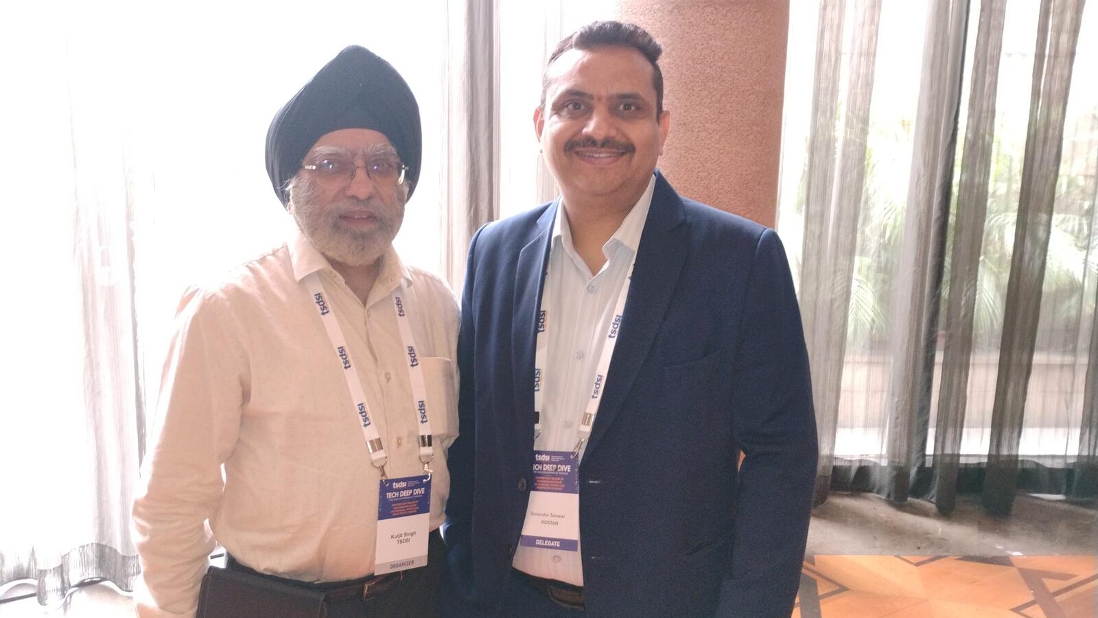 Members of the ROSTAN Technologies leadership team at the TSDSI Tech Deep Dive 2026 conference venue.